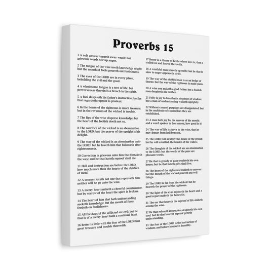 Scripture Walls Proverbs Chapter 15 White Bible Canvas Christian Wall Art Ready to Hang Unframed