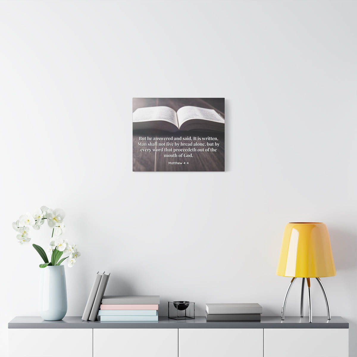 Scripture Canvas Mouth Of God Matthew 4:4 Christian Wall Art Bible Verse Print Ready to Hang
