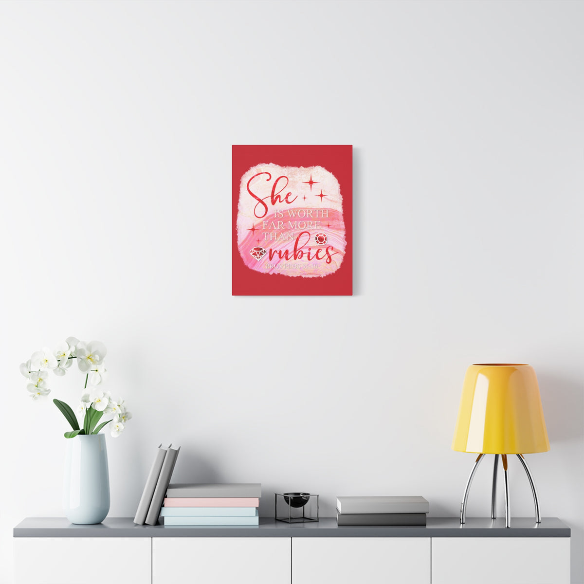 Scripture Walls Rubies Proverbs 31:10 Bible Verse Canvas Christian Wall Art Ready to Hang Unframed