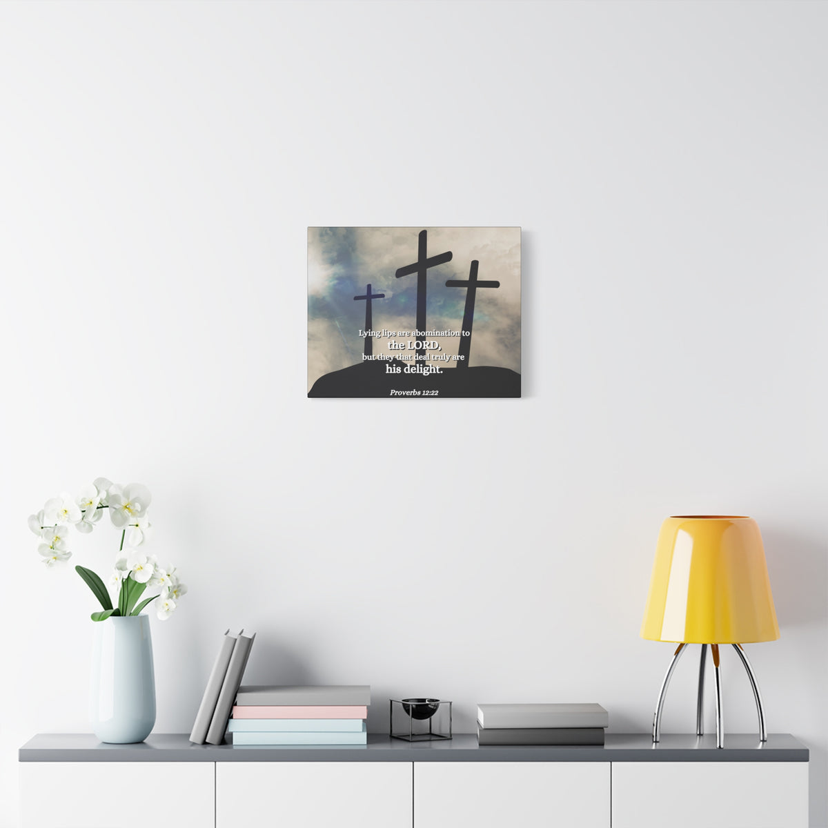 Scripture Canvas Lying Lips Proverbs 12:22 Christian Wall Art Bible Verse Print Ready to Hang