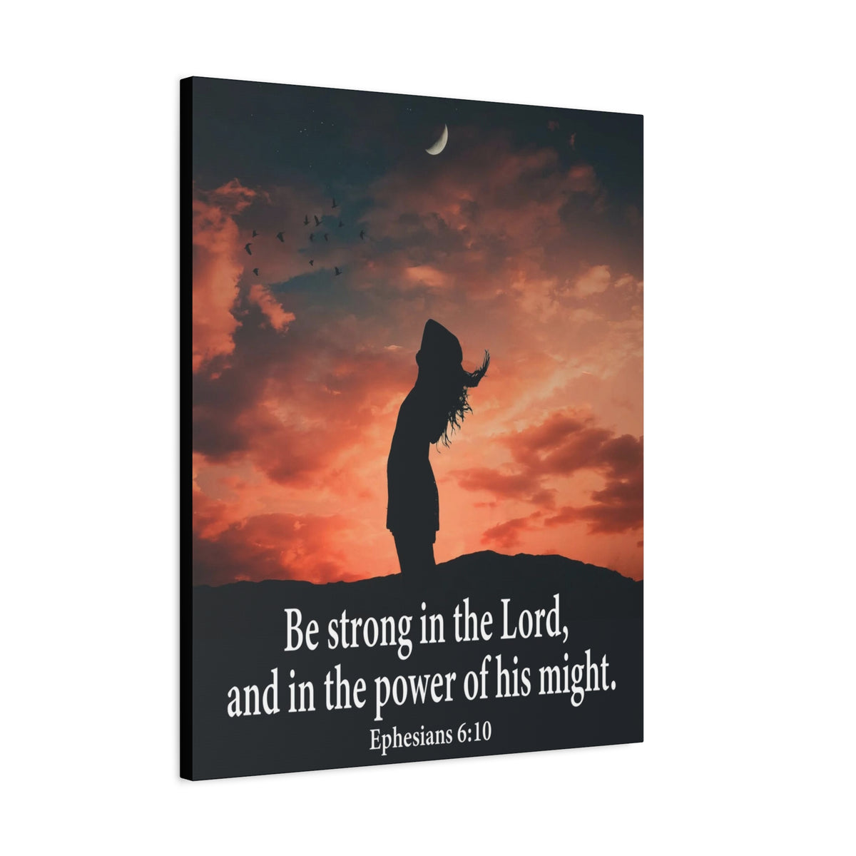 Scripture Canvas Be Strong in the Lord Ephesians 6:10 Christian Wall Art Bible Verse Print Ready to Hang
