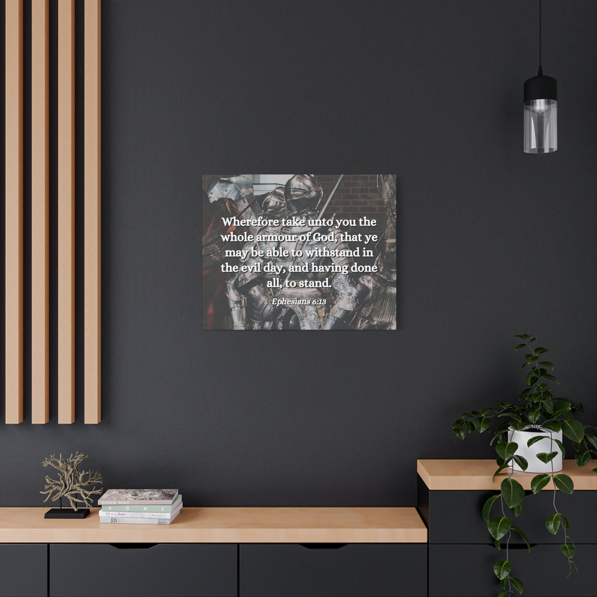 Scripture Canvas Whole Armour Ephesians 6:13 Christian Wall Art Bible Verse Print Ready to Hang
