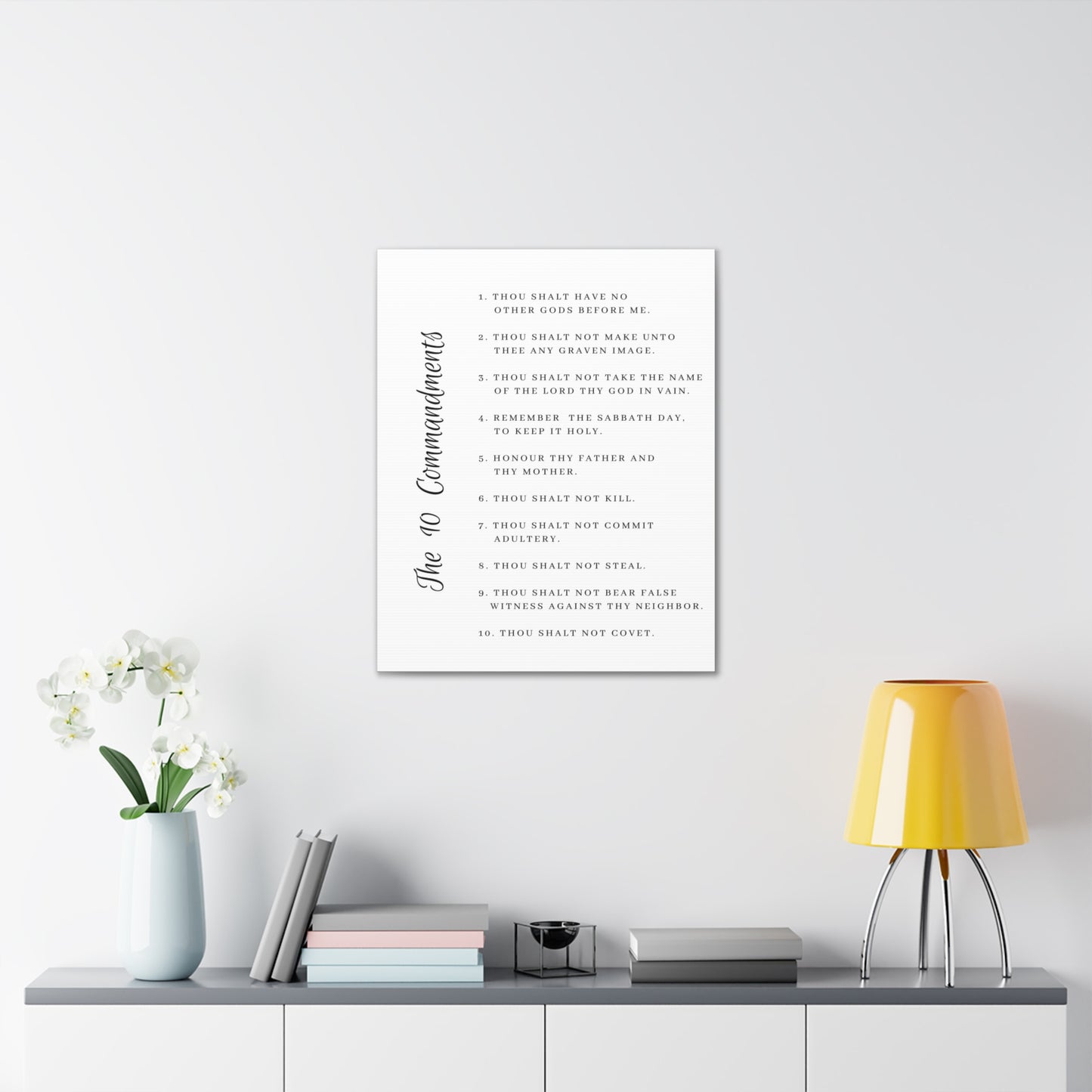 10 Commandments White Side Christian Wall Art Print Ready to Hang
