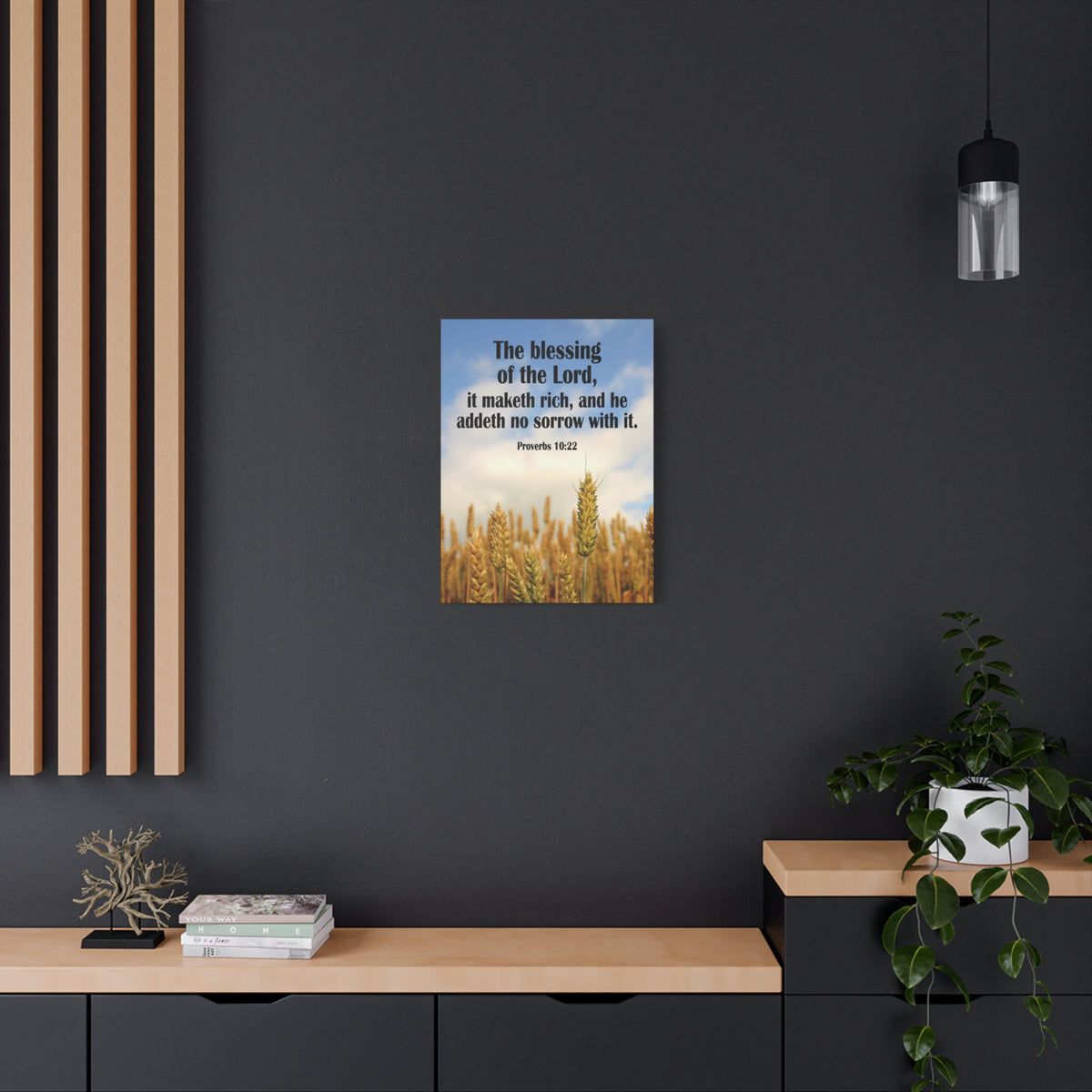 Scripture Canvas The Blessing of The Lord Proverbs 10:22 Christian Wall Art Bible Verse Print Ready to Hang