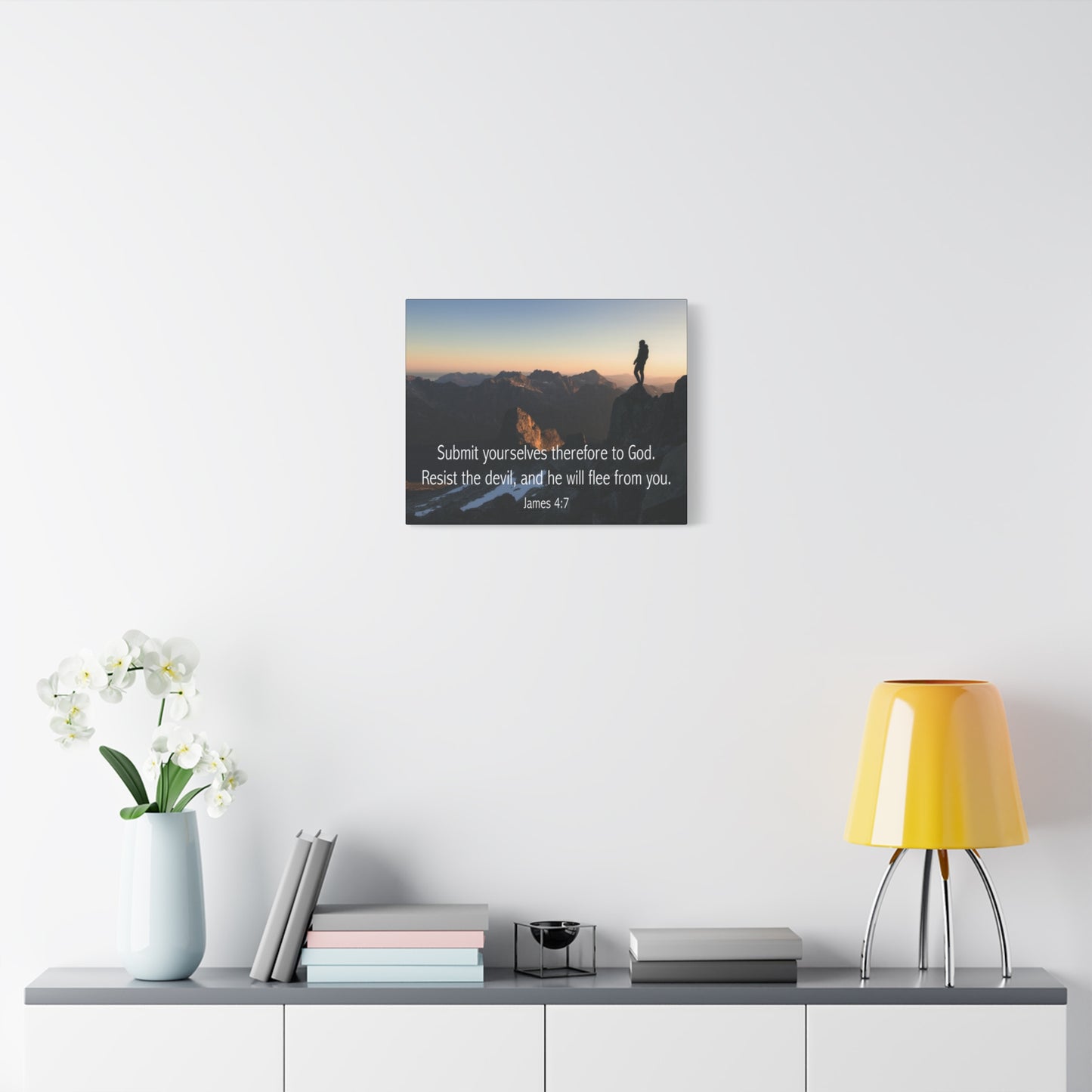 Bible Verse Canvas Resist the Devil James 4:7 Christian Home Décor Wall Art Scripture Ready to Hang Faith Print