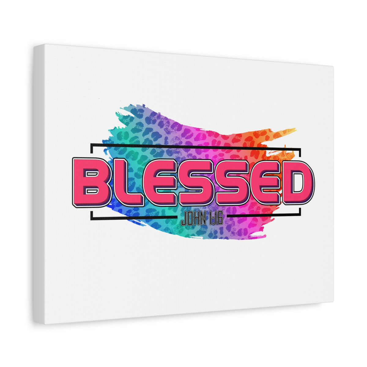 Scripture Canvas Blessed Rainbow John 1:16 Christian Wall Art Bible Verse Print Ready to Hang