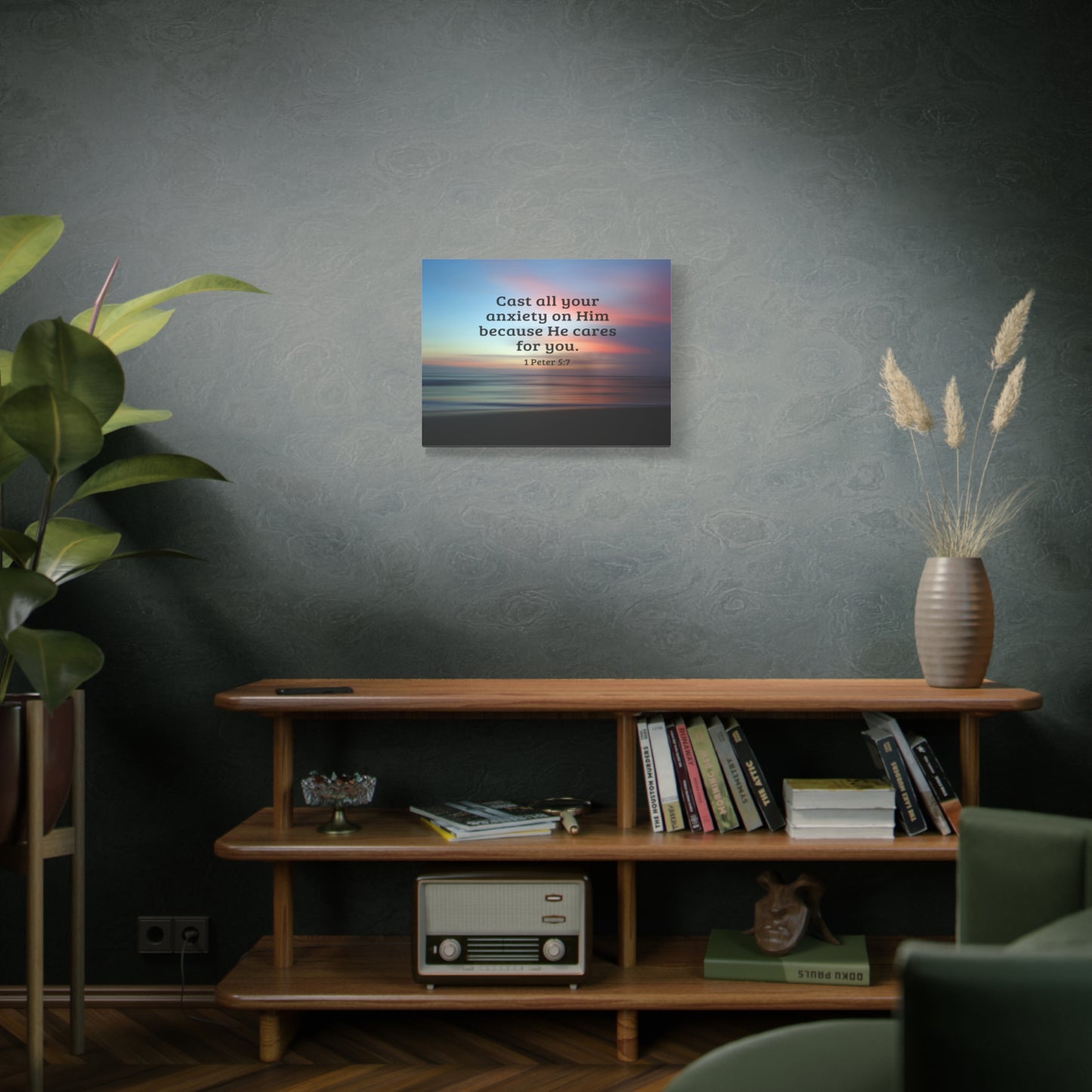 Scripture Walls He Cares For You 1 Peter 5:7 Bible Verse Canvas Christian Wall Art Ready to Hang