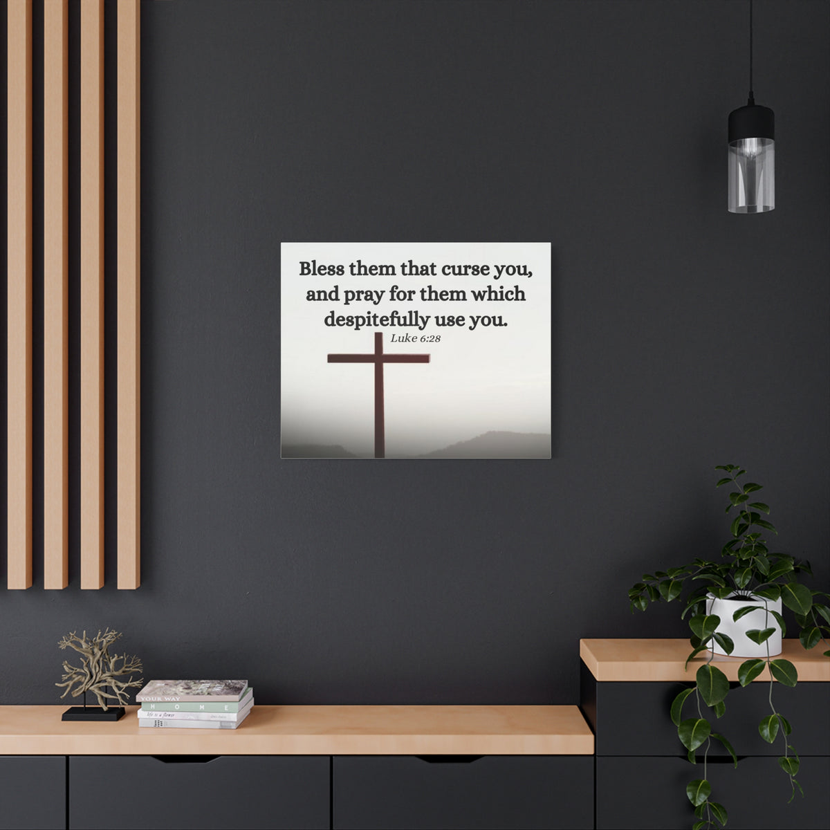 Scripture Canvas Pray For Them Luke 6:28 Christian Wall Art Bible Verse Print Ready to Hang