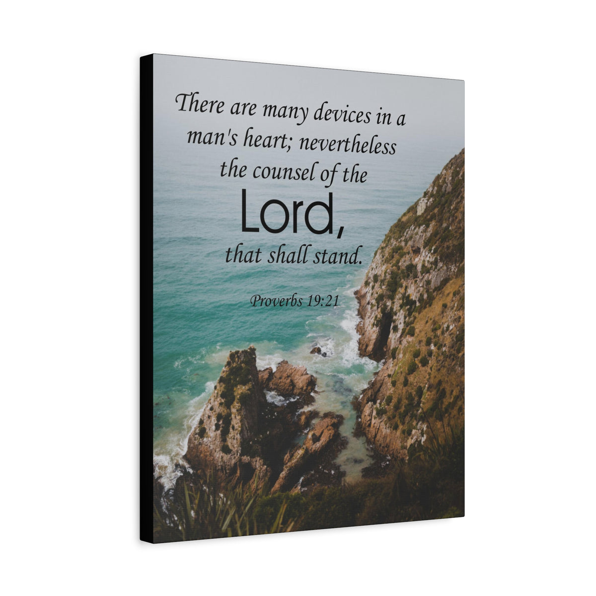Scripture Canvas The Counsel of The Lord Proverbs 19:21 Christian Wall Art Bible Verse Print Ready to Hang