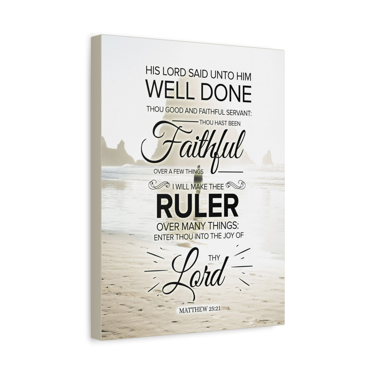 Scripture Canvas Ruler Matthew 25:21 Christian Wall Art Bible Verse Print Ready to Hang