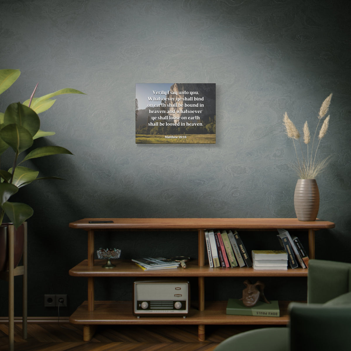 Scripture Canvas Bound In Heaven Matthew 18:18 Christian Wall Art Bible Verse Print Ready to Hang