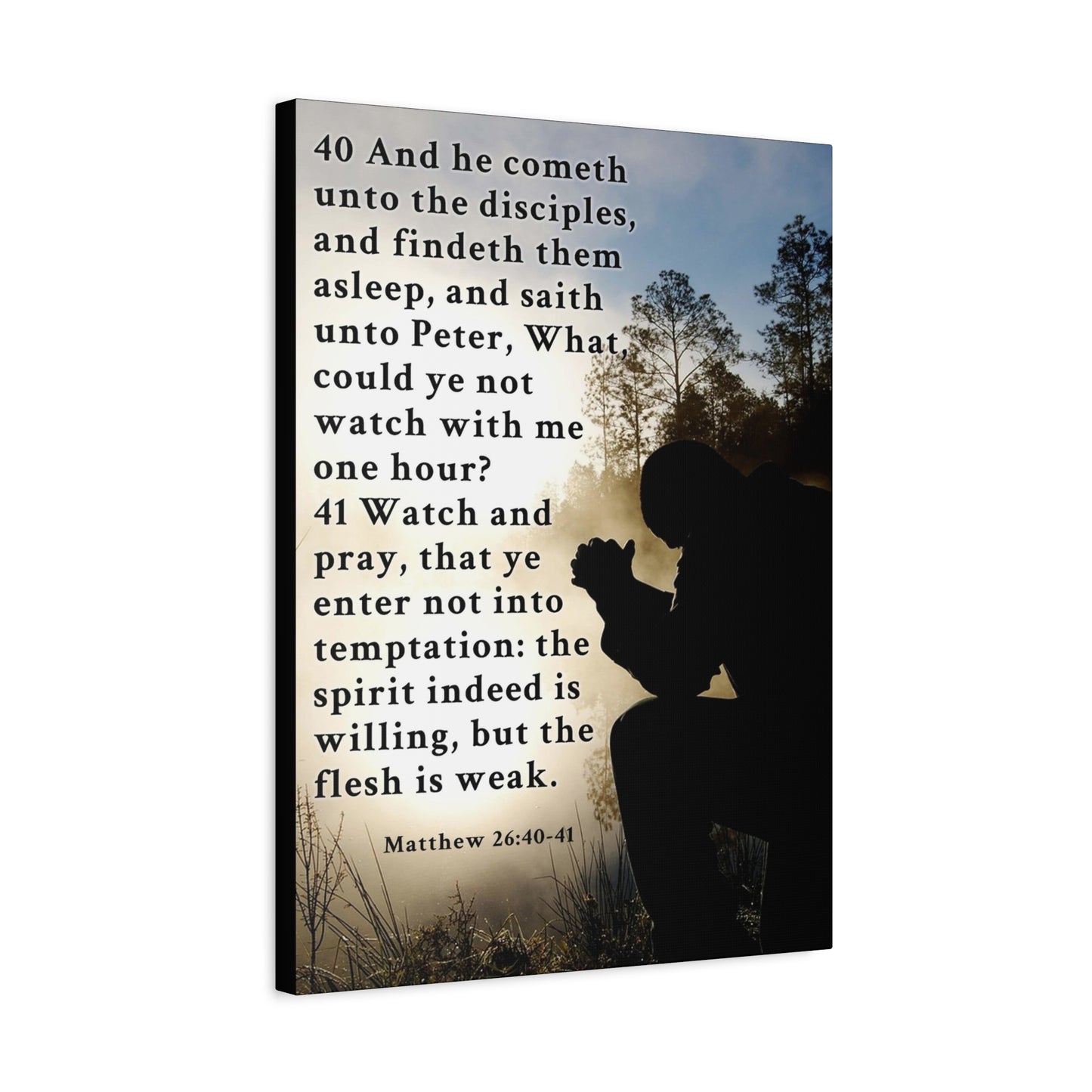 Matthew 26:40-41 Watch and Pray Bible Verse Canvas – Christian Wall Art, Ready to Hang