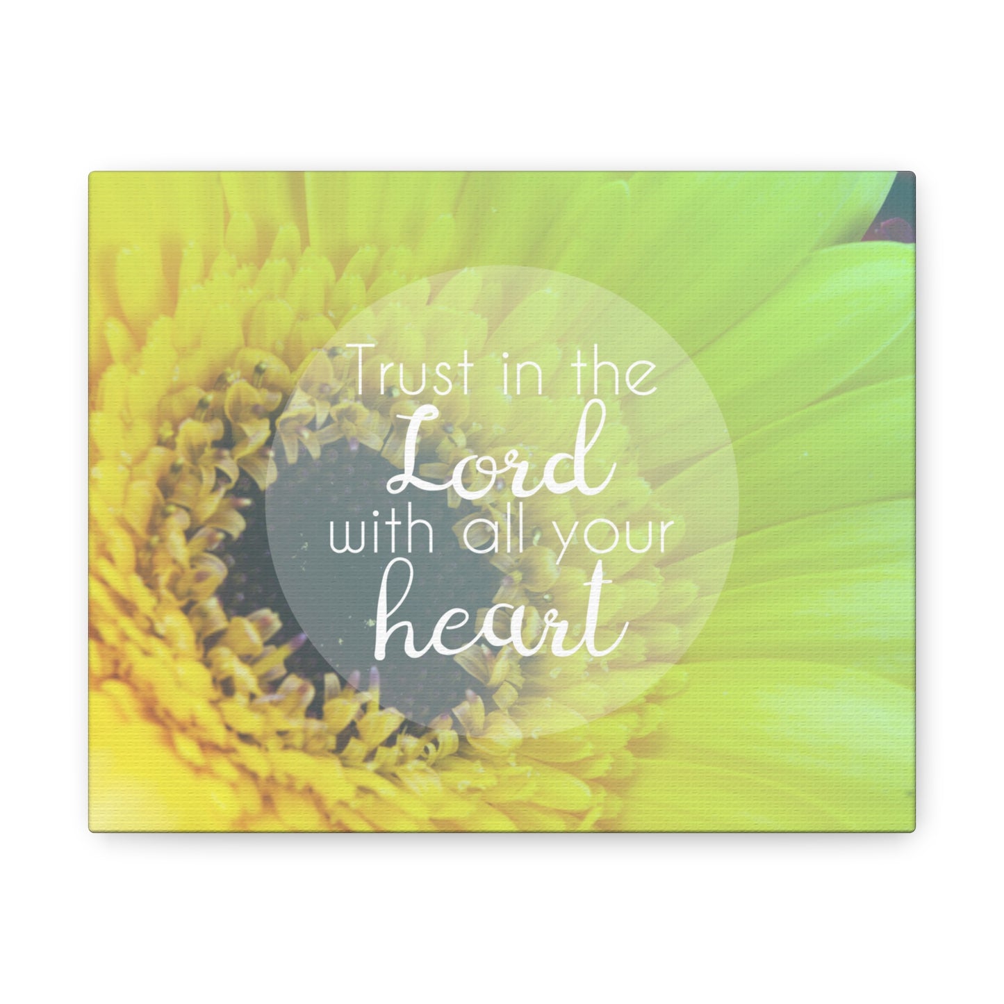 With All Your Heart Proverbs 3:5 Lime Flower Christian Wall Art Bible Verse Print Ready to Hang