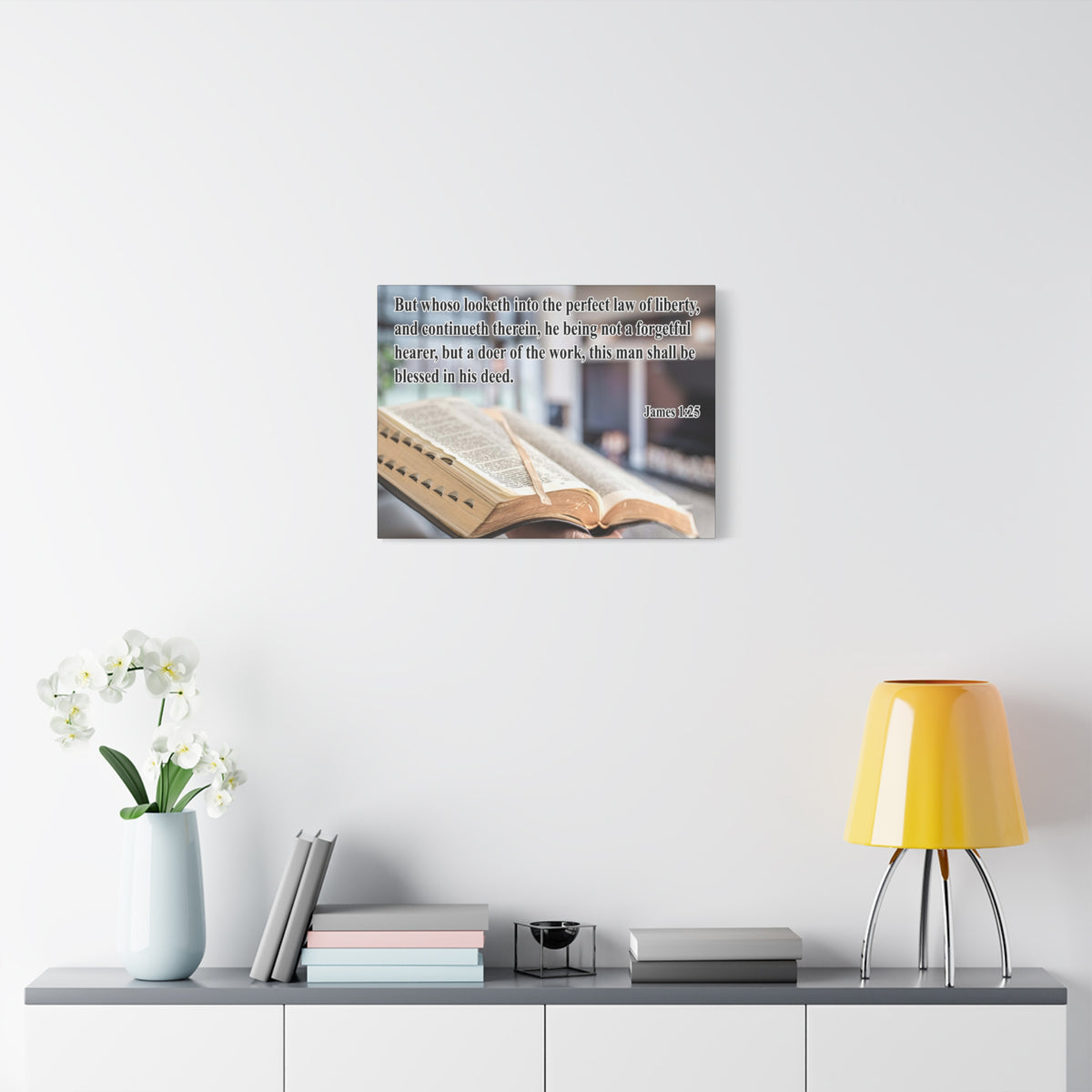 Scripture Canvas Perfect Law of Liberty James 1:25 Christian Wall Art Bible Verse Print Ready to Hang