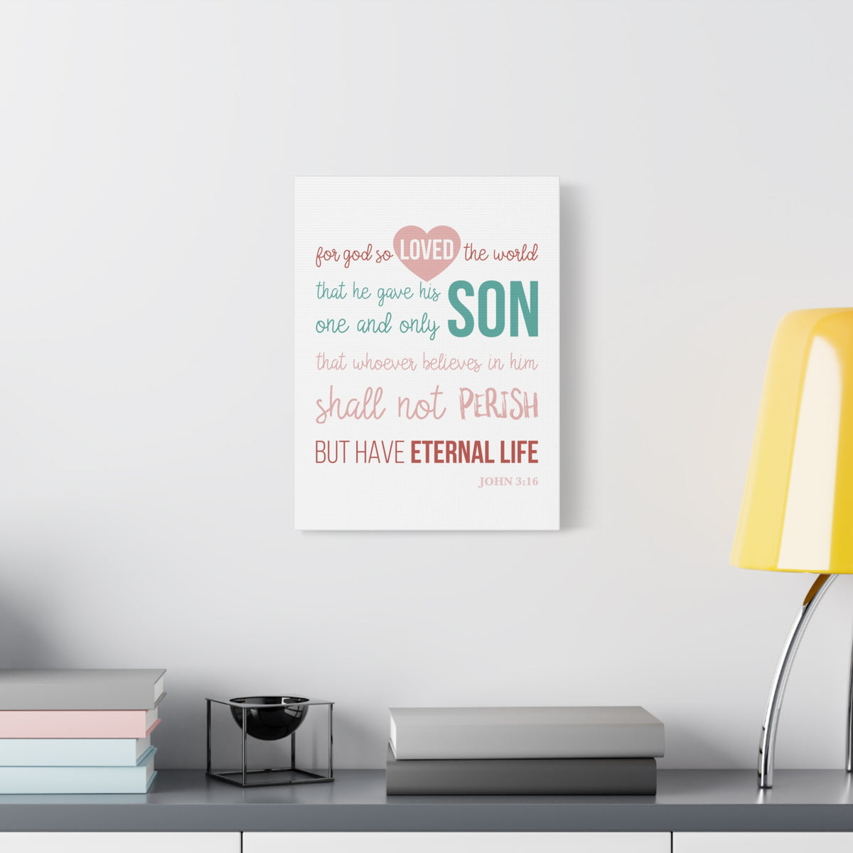 Scripture Canvas For God So Love John 3:16 Christian Wall Art Bible Verse Print Ready To Hang