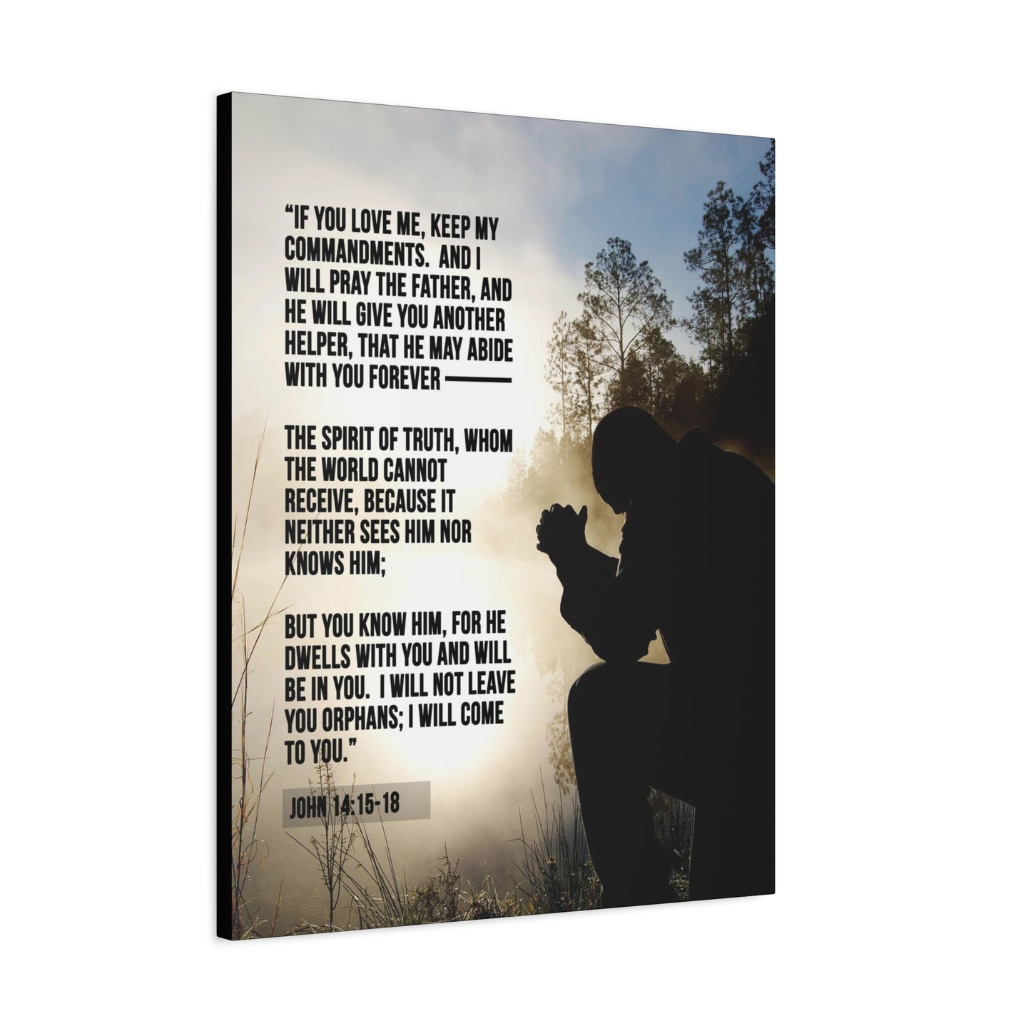 Scripture Canvas Keep my Commandments John 14:15‭-‬18 Christian Wall Art Bible Verse Print Ready to Hang