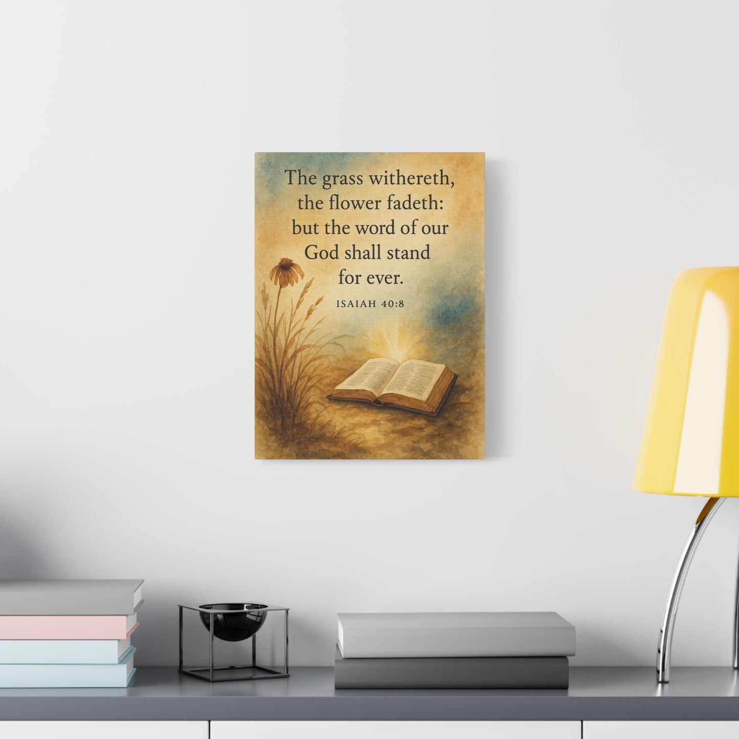 Bible Verse Canvas Isaiah 40:8 Christian Home Décor Wall Art Scripture Ready to Hang Faith Print