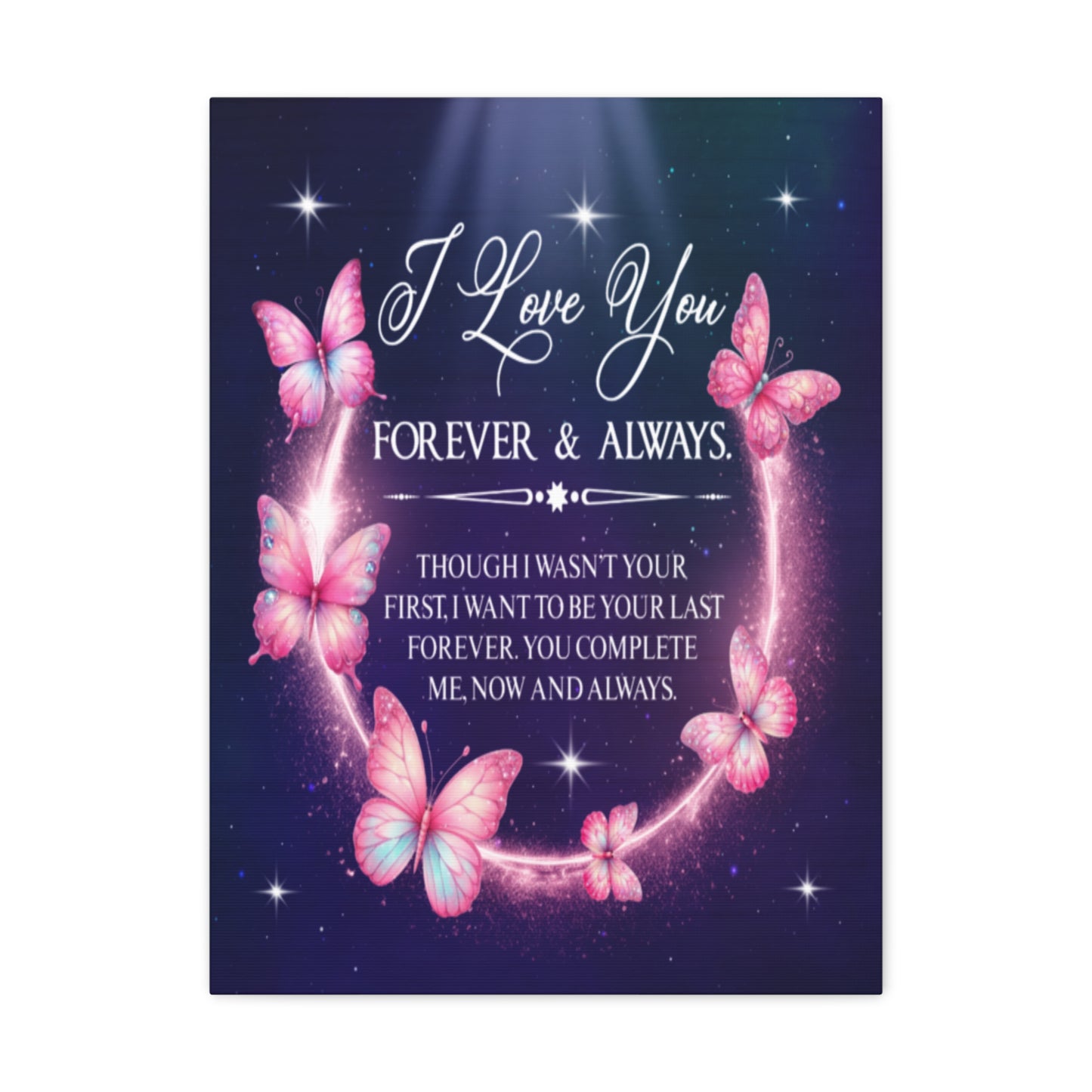 To My Wife Forever & Always Butterfly Canvas Wall Art – Romantic Gift for Eternal Love