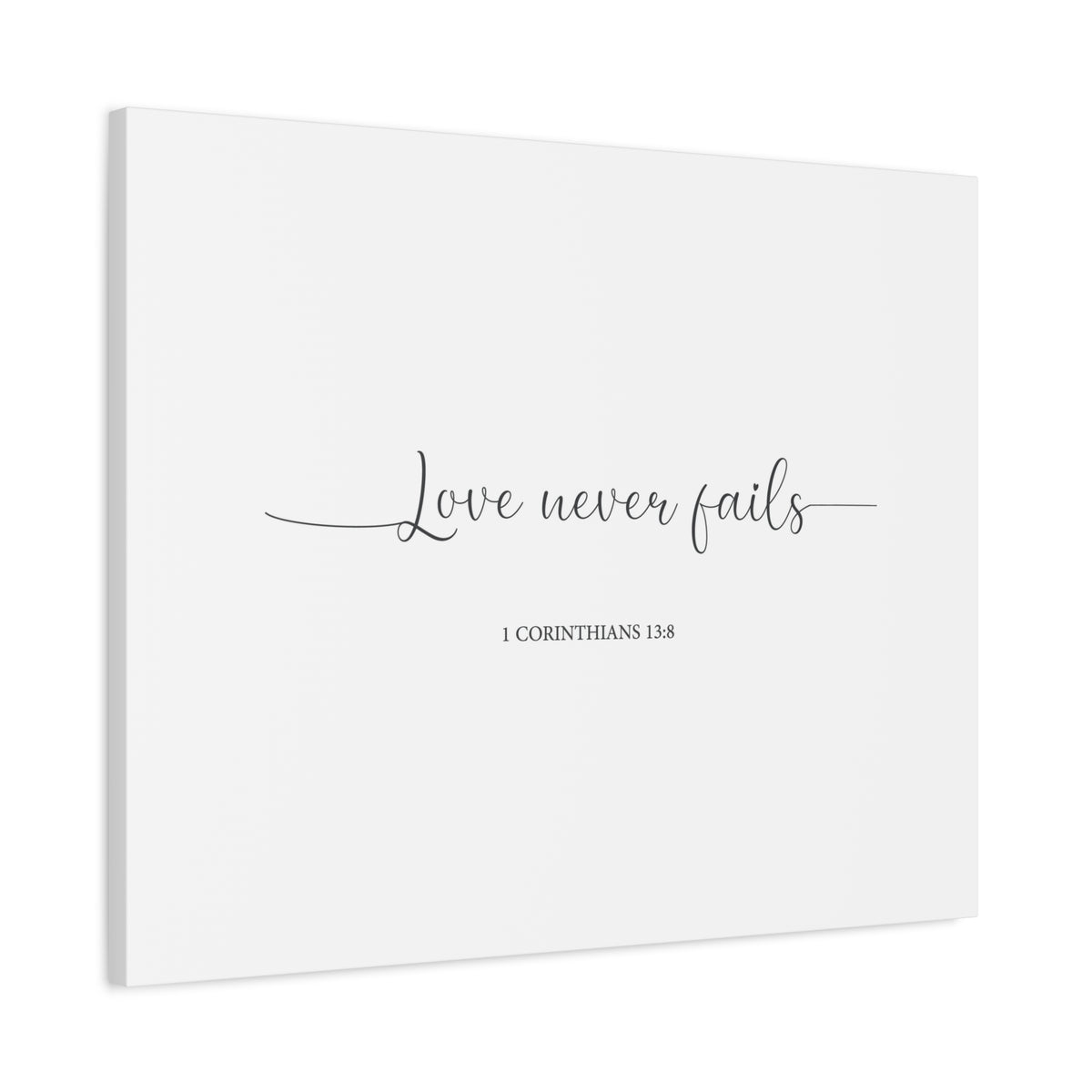 Scripture Canvas Love Never Fails 1 Corinthians 13:8 Christian Wall Art Bible Verse Print Ready to Hang