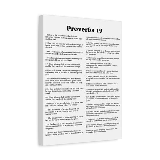 Scripture Walls Proverbs Chapter 19 White Bible Canvas Christian Wall Art Ready to Hang Unframed