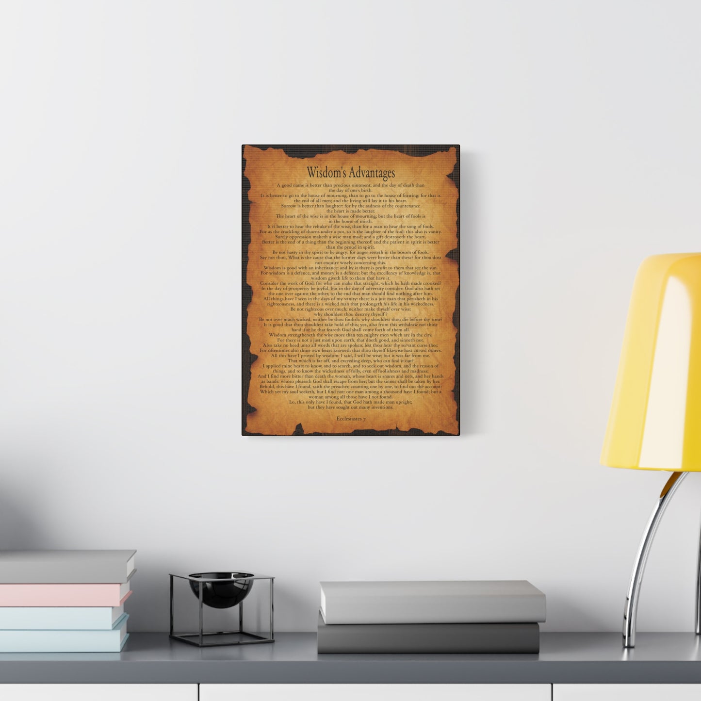 Scripture Walls Wisdom's Advantages Ecclesiastes 7 Gold Brown Bible Verse Canvas Christian Wall Art Ready to Hang
