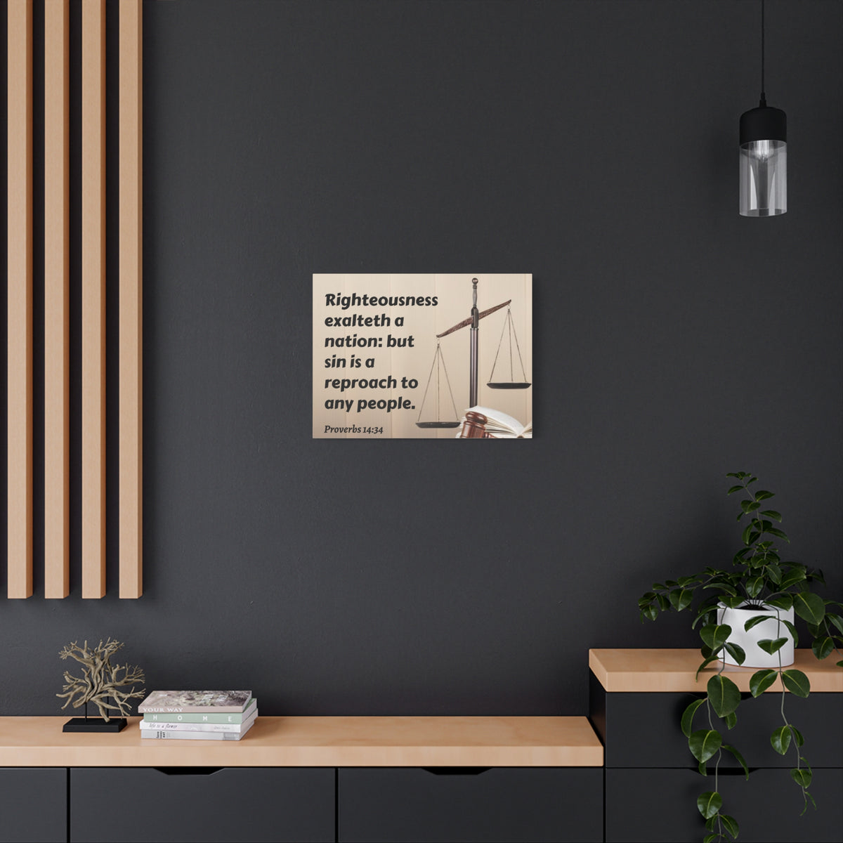 Scripture Canvas Righteousness Proverbs 14:34 Christian Wall Art Bible Verse Print Ready to Hang