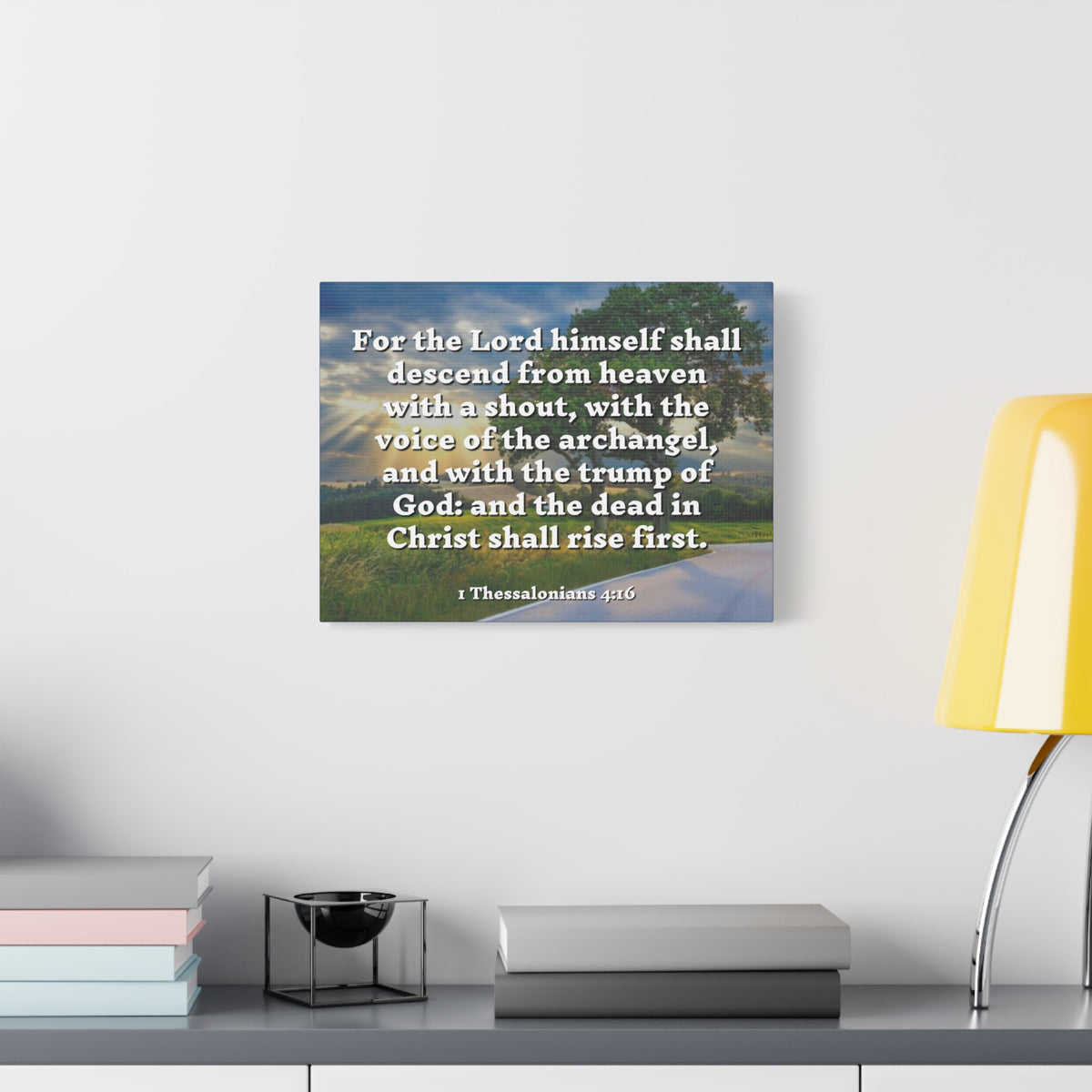 Scripture Canvas Rise 1 Thessalonians 4:16 Christian Wall Art Bible Verse Print Ready to Hang