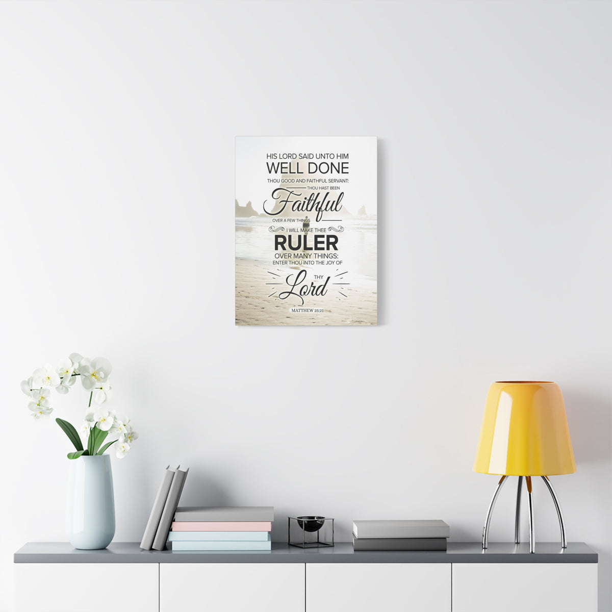 Scripture Canvas Ruler Matthew 25:21 Christian Wall Art Bible Verse Print Ready to Hang