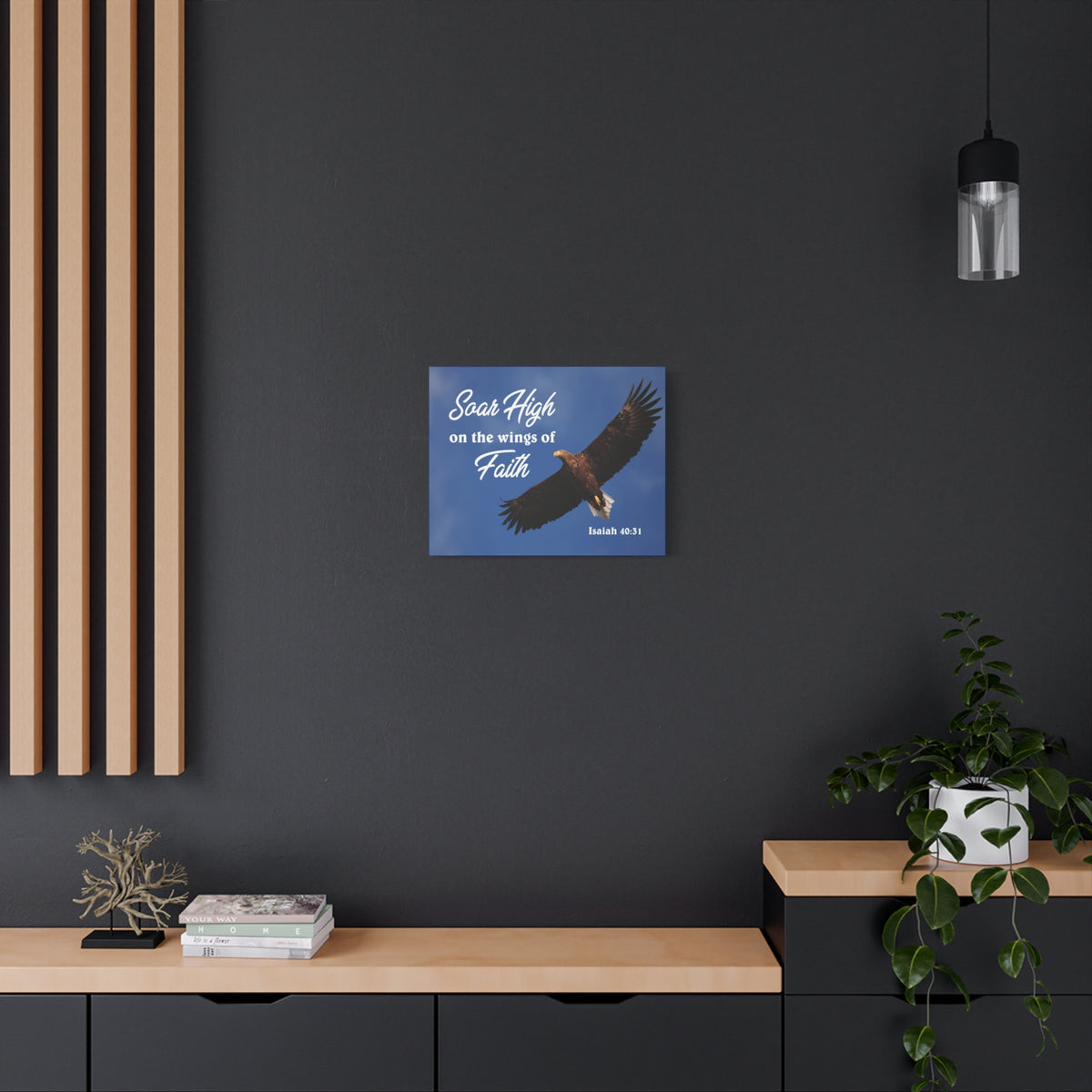 Scripture Canvas Soar High Isaiah 40:31 Christian Wall Art Bible Verse Print Ready to Hang