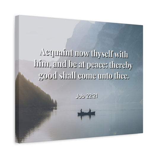 Scripture Canvas Be At Peace Job 22:21 Christian Wall Art Bible Verse Print Ready to Hang