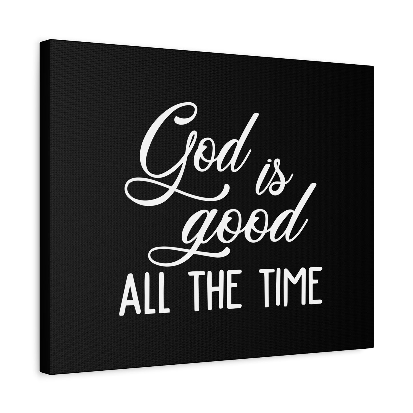 Scripture Canvas God Is Good All The Time Psalm 100:5 Black Christian Wall Art Bible Verse Print Ready to Hang