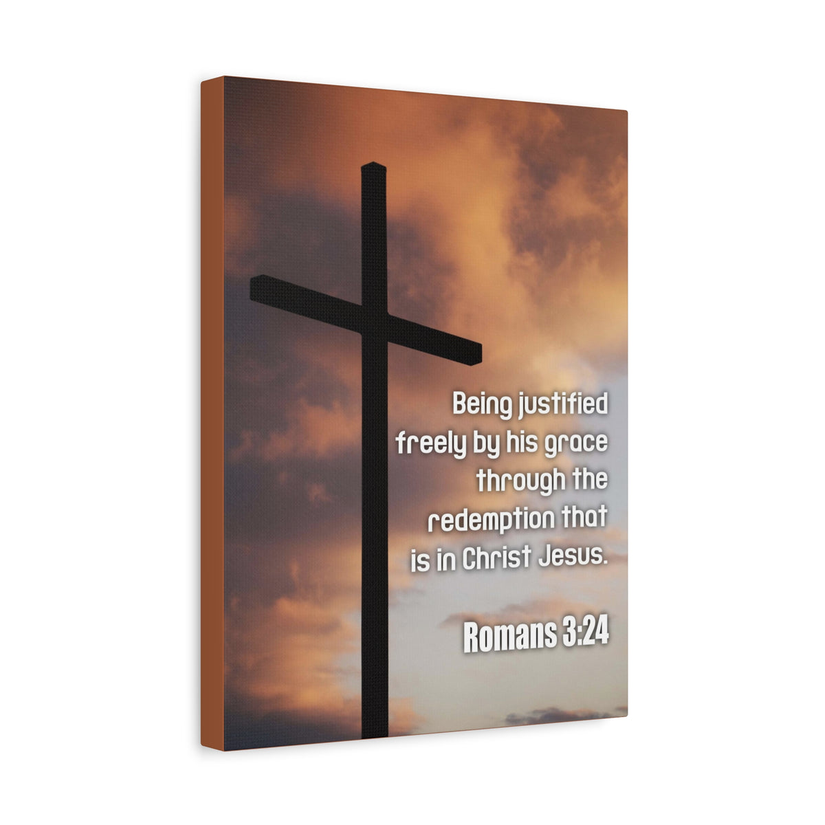 Scripture Canvas Being Justified Romans 3:24 Christian Wall Art Bible Verse Print Ready to Hang