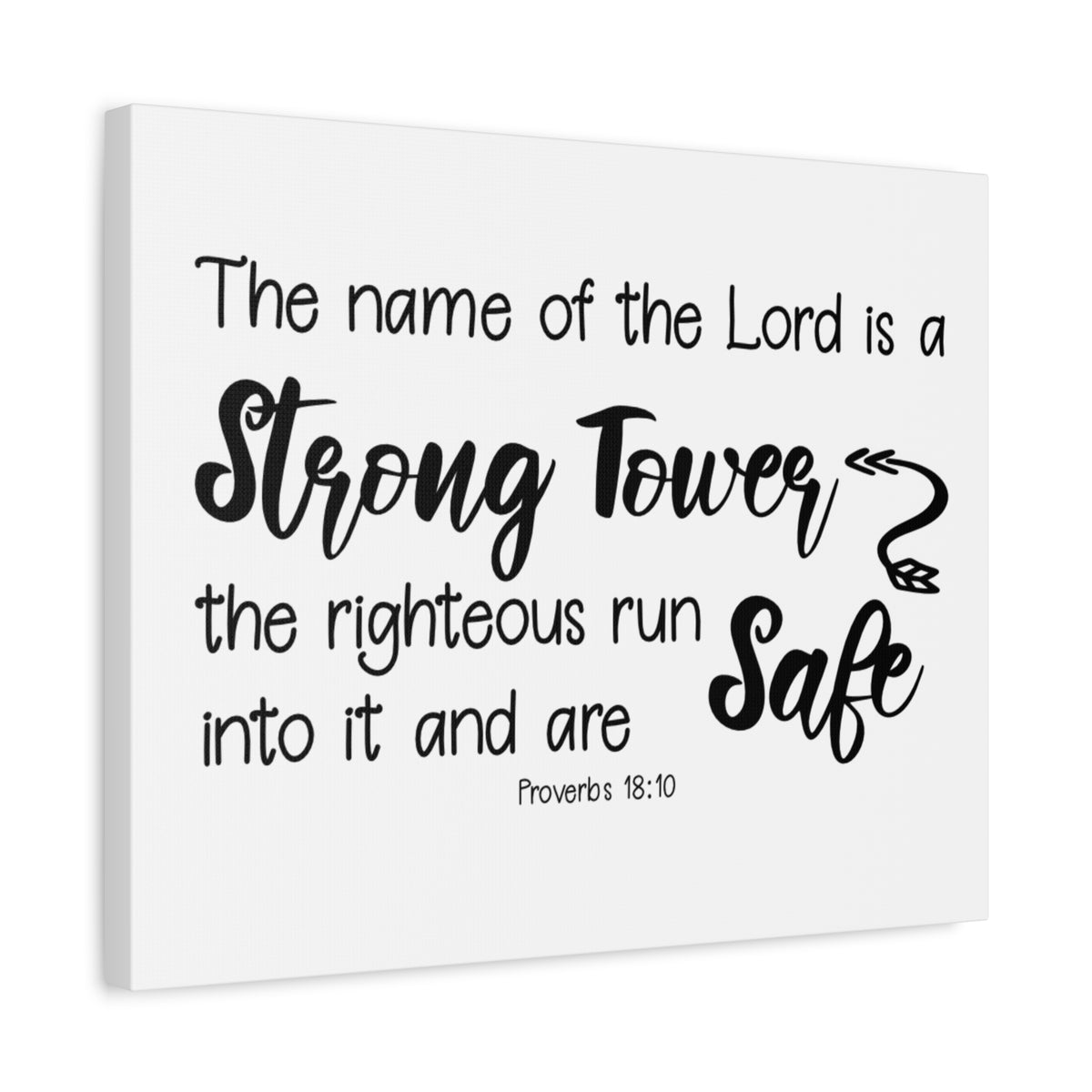 Scripture Canvas Strong Tower Proverbs 18:10 Christian Wall Art Bible Verse Print Ready to Hang