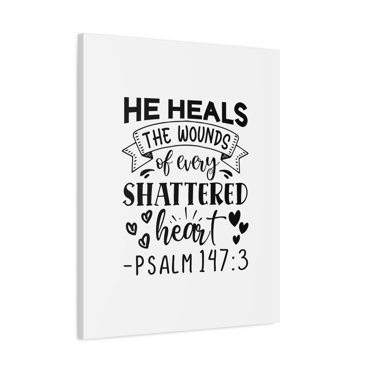 Scripture Canvas He Heals The Wounds Psalm 147:3 Christian Wall Art Bible Verse Print Ready to Hang
