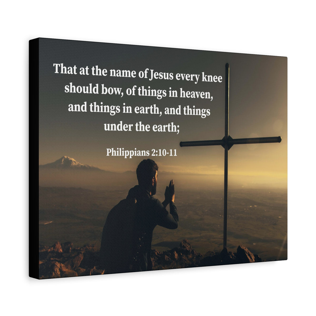 Scripture Canvas Every Knee Shall Bow Philippians 2:10-11 Christian Wall Art Bible Verse Print Ready to Hang