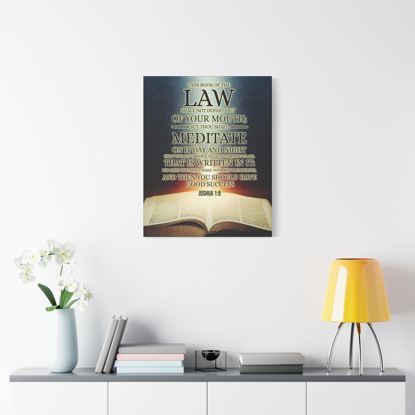 Scripture Canvas Book of the Law Joshua 1:8  Christian Wall Art Bible Verse Print Ready to Hang