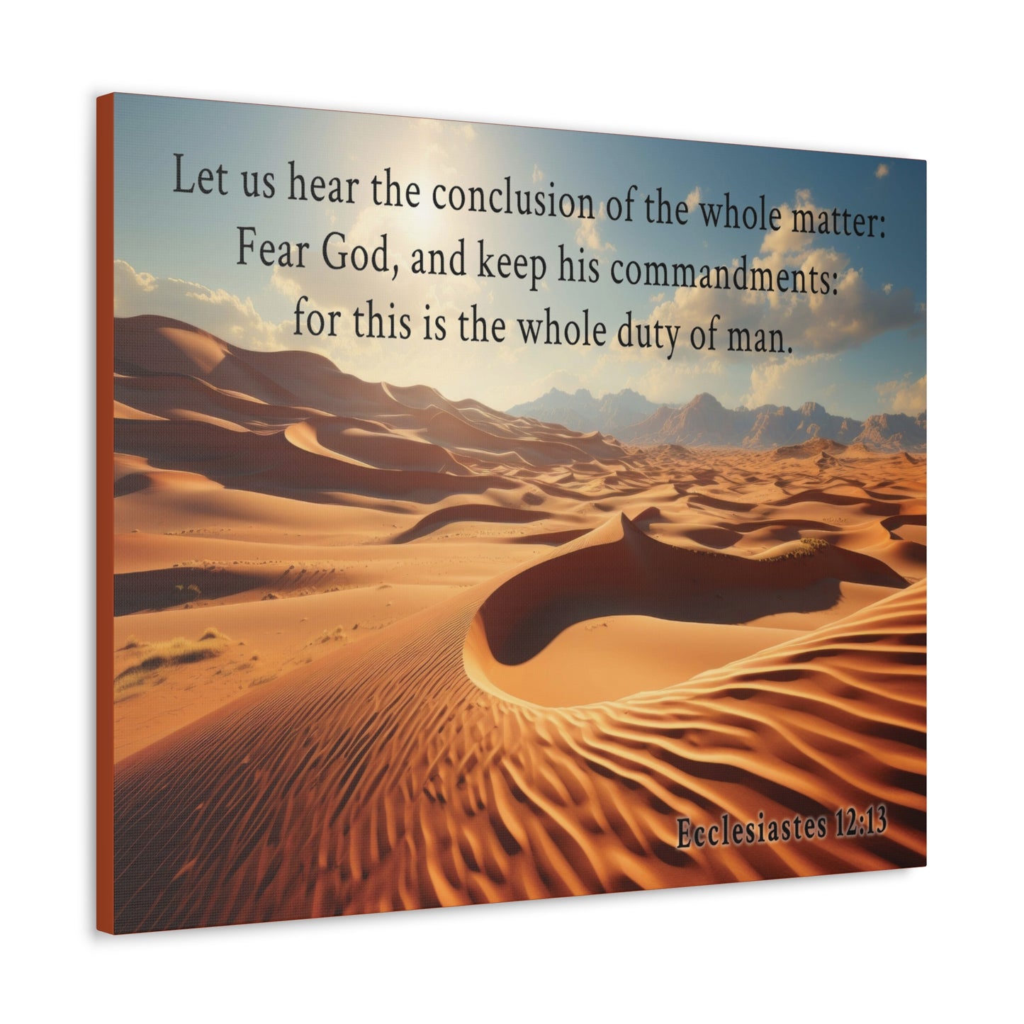 Ecclesiastes 12:13 Desert Bible Verse Canvas Christian Wall Art Ready to Hang Unframed