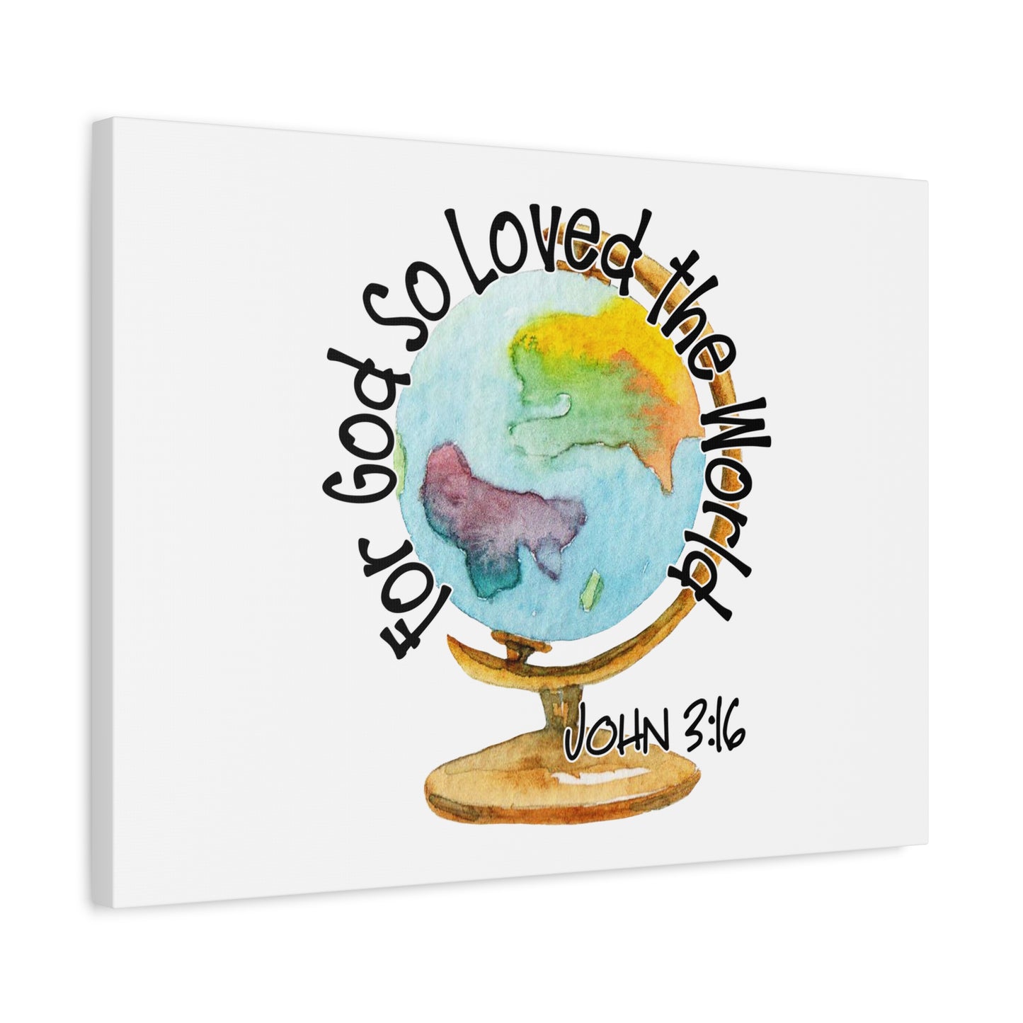Scripture Canvas For God So Loved The World John 3:16 Christian Wall Art Bible Verse Print Ready to Hang