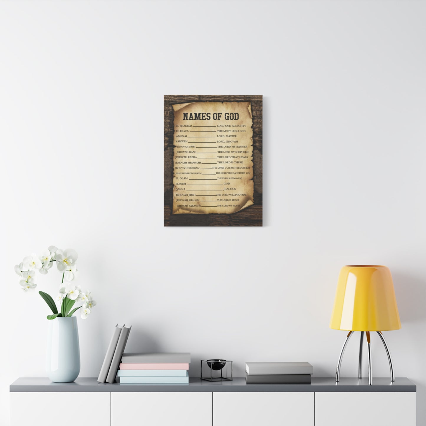 Scripture Canvas Names of God Christian Wall Art Bible Verse Print Ready to Hang