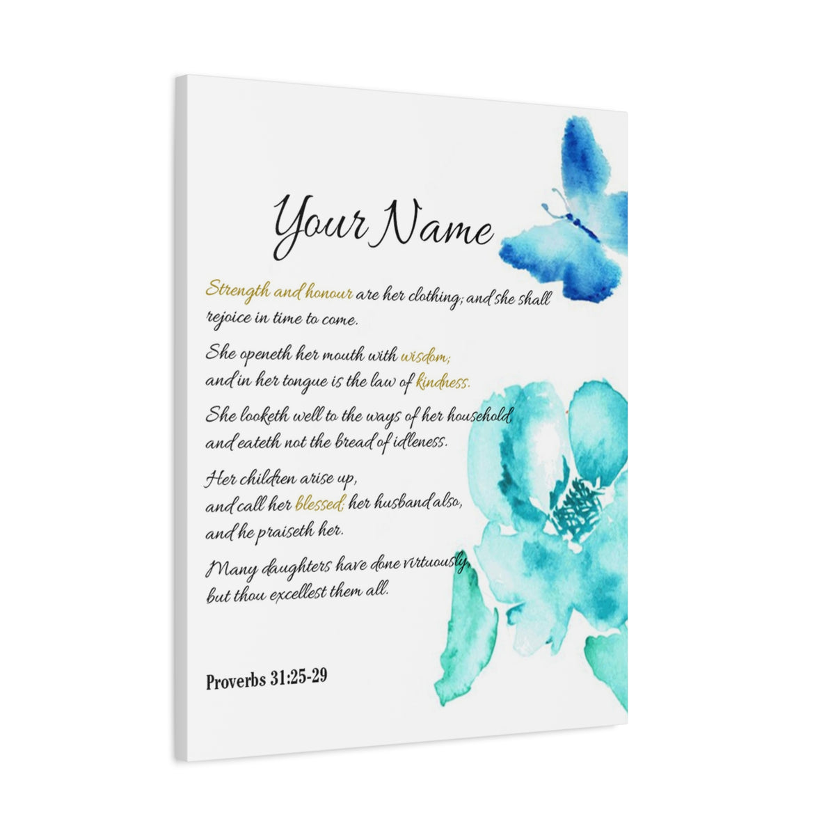 Scripture Walls Personalized She is Strong Proverbs 31:25-29 Bible Chapter Canvas Christian Wall Art Ready to Hang