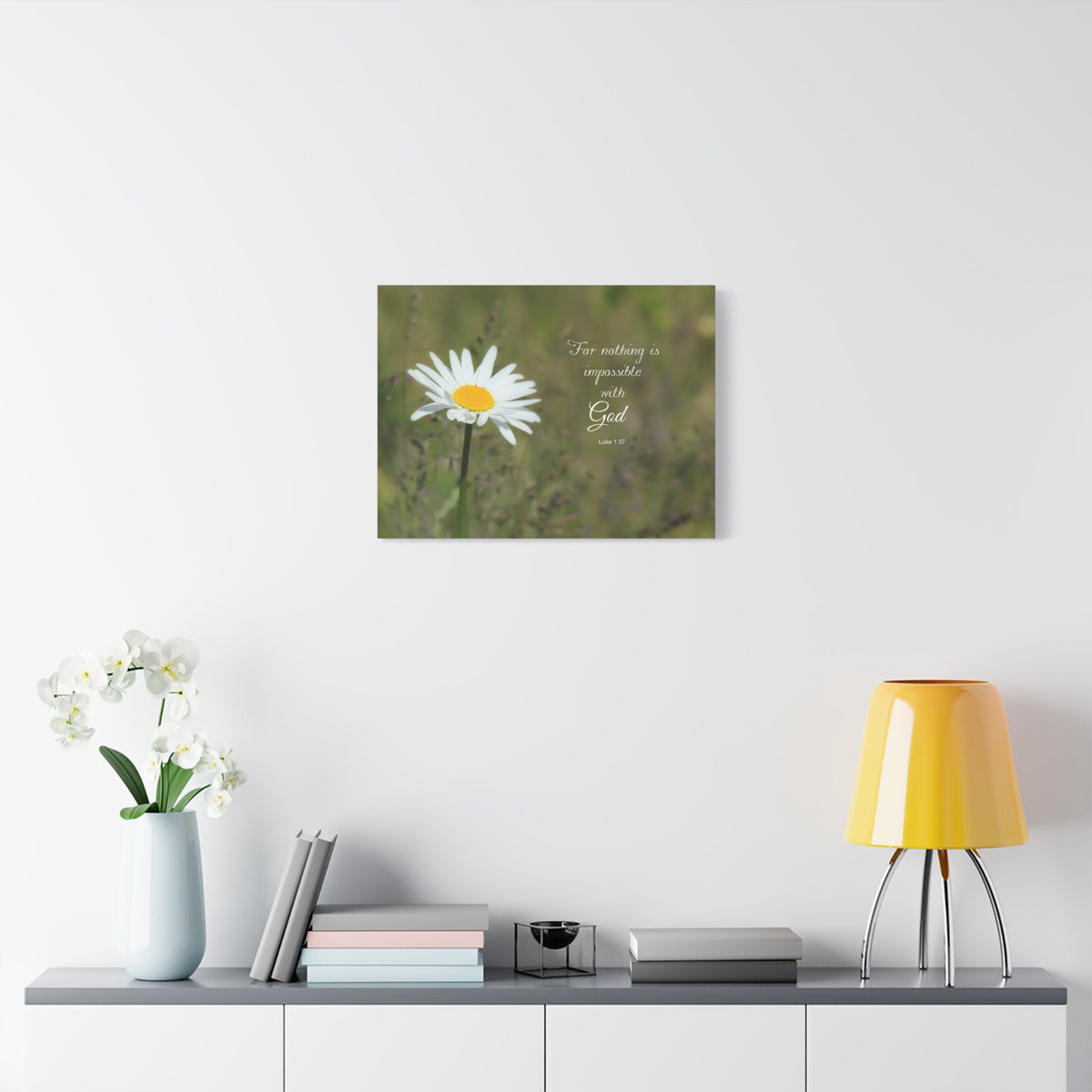 Scripture Canvas With God Luke 1:37 Christian Wall Art Bible Verse Print Ready to Hang