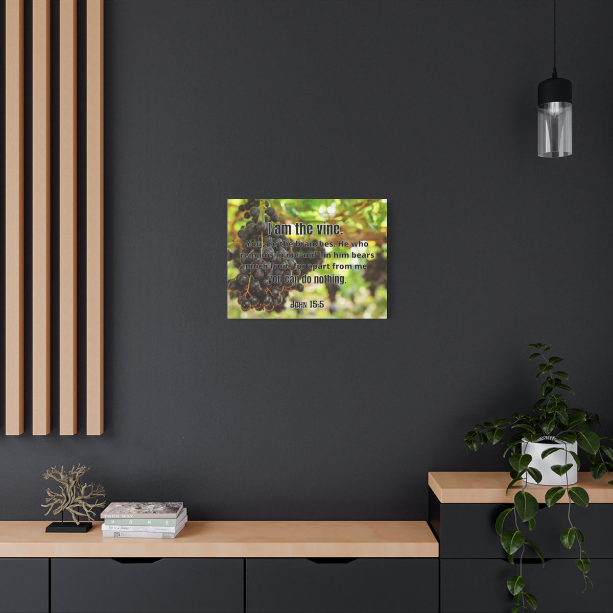 Scripture Canvas I Am The Vine John 15:5 Christian Wall Art Bible Verse Print Ready to Hang