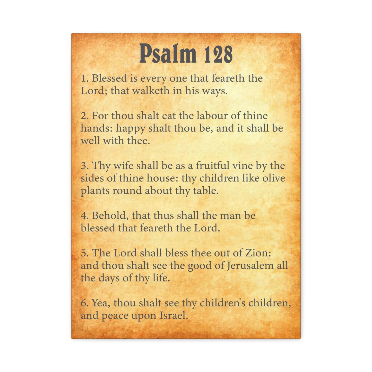 Psalm 128 Gold Bible Chapter Canvas Christian Wall Art Ready to Hang