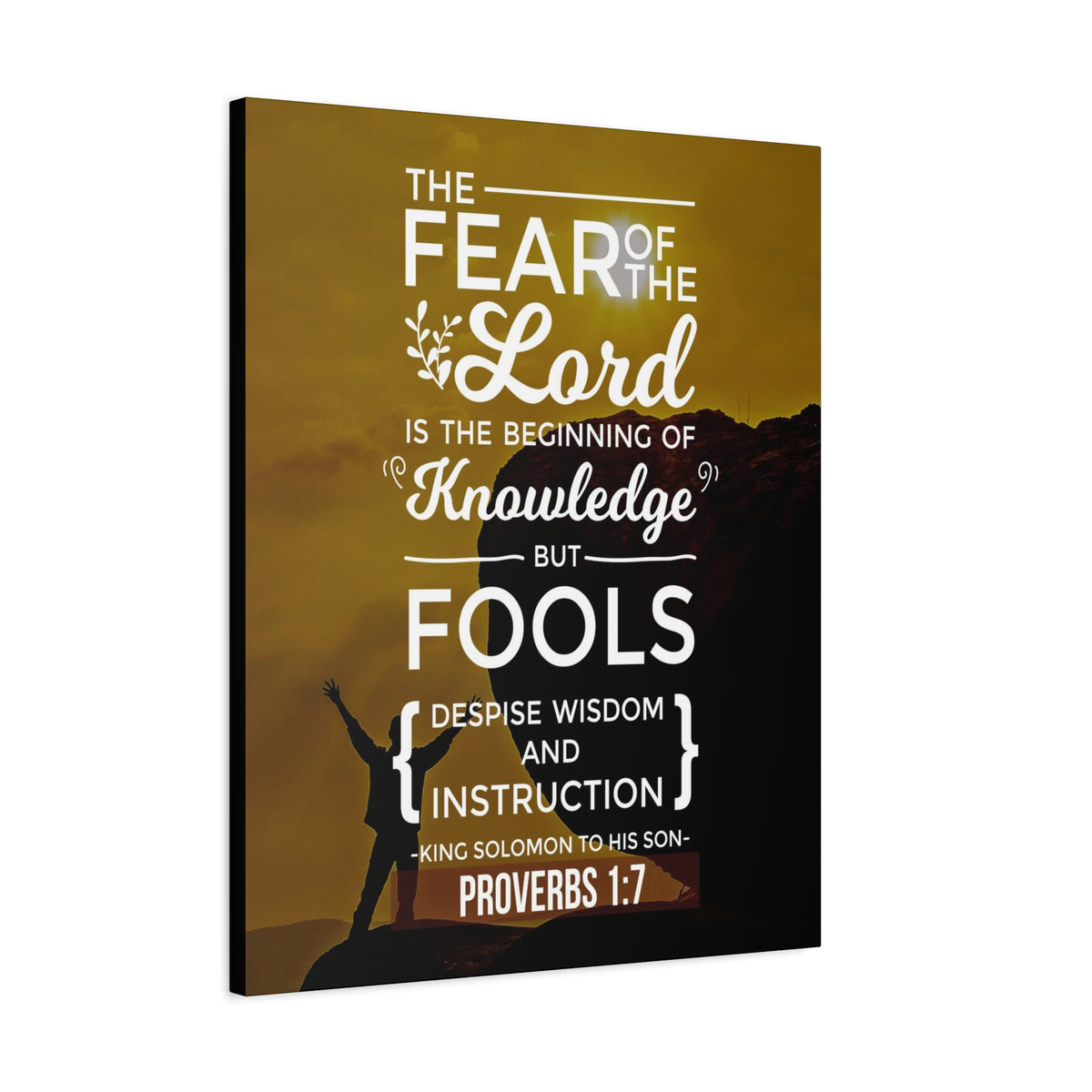 Scripture Canvas Beginning of Knowledge Proverbs 1:7 Christian Wall Art Bible Verse Print Ready to Hang