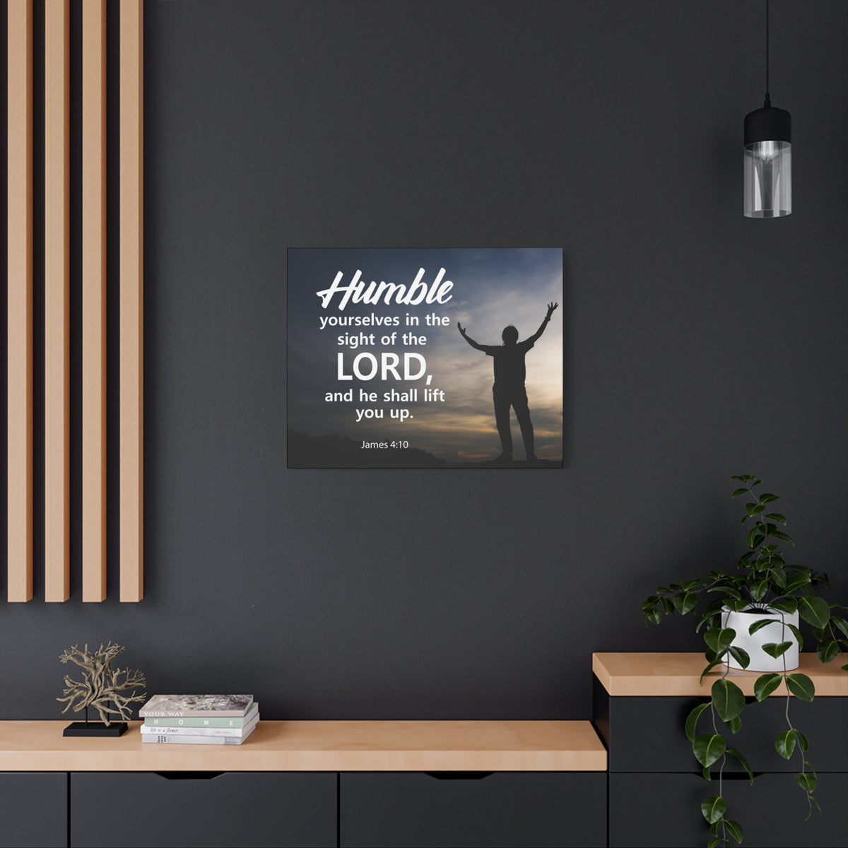 Scripture Canvas Humble Yourselves in The Lord James 4:10 Christian Wall Art Bible Verse Print Ready to Hang