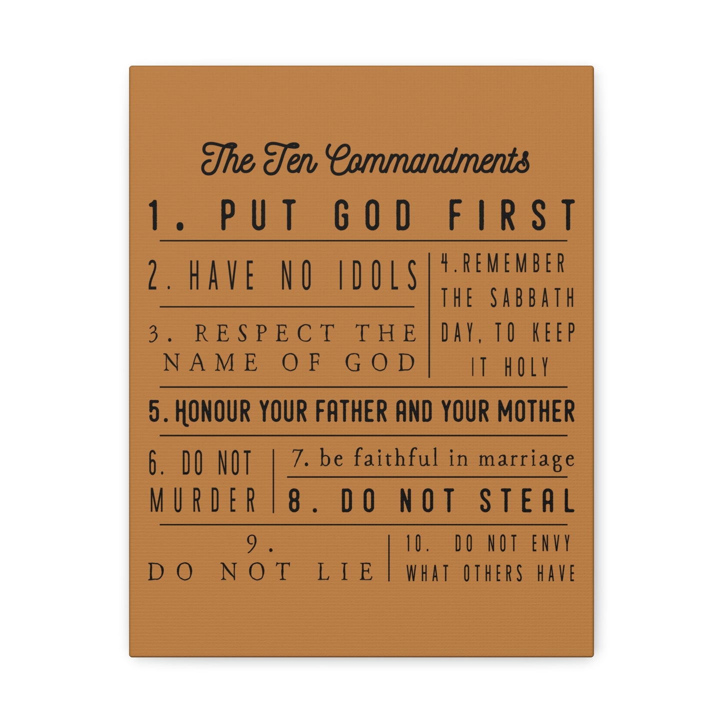 Ten Commandments Exodus 20:2Ã¢ÂÂ17 Christian Wall Art Print Ready to Hang