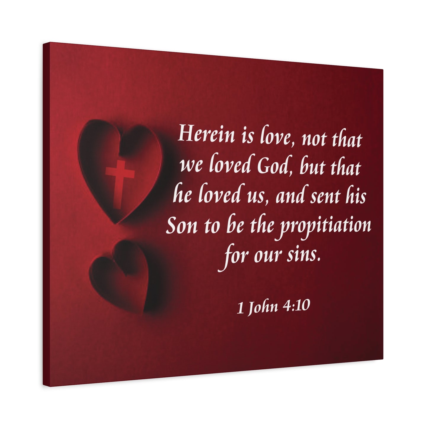 Bible Verse Canvas Herein is Love 1 John 4:10 Christian Home Décor Wall Art Scripture Ready to Hang Faith Print