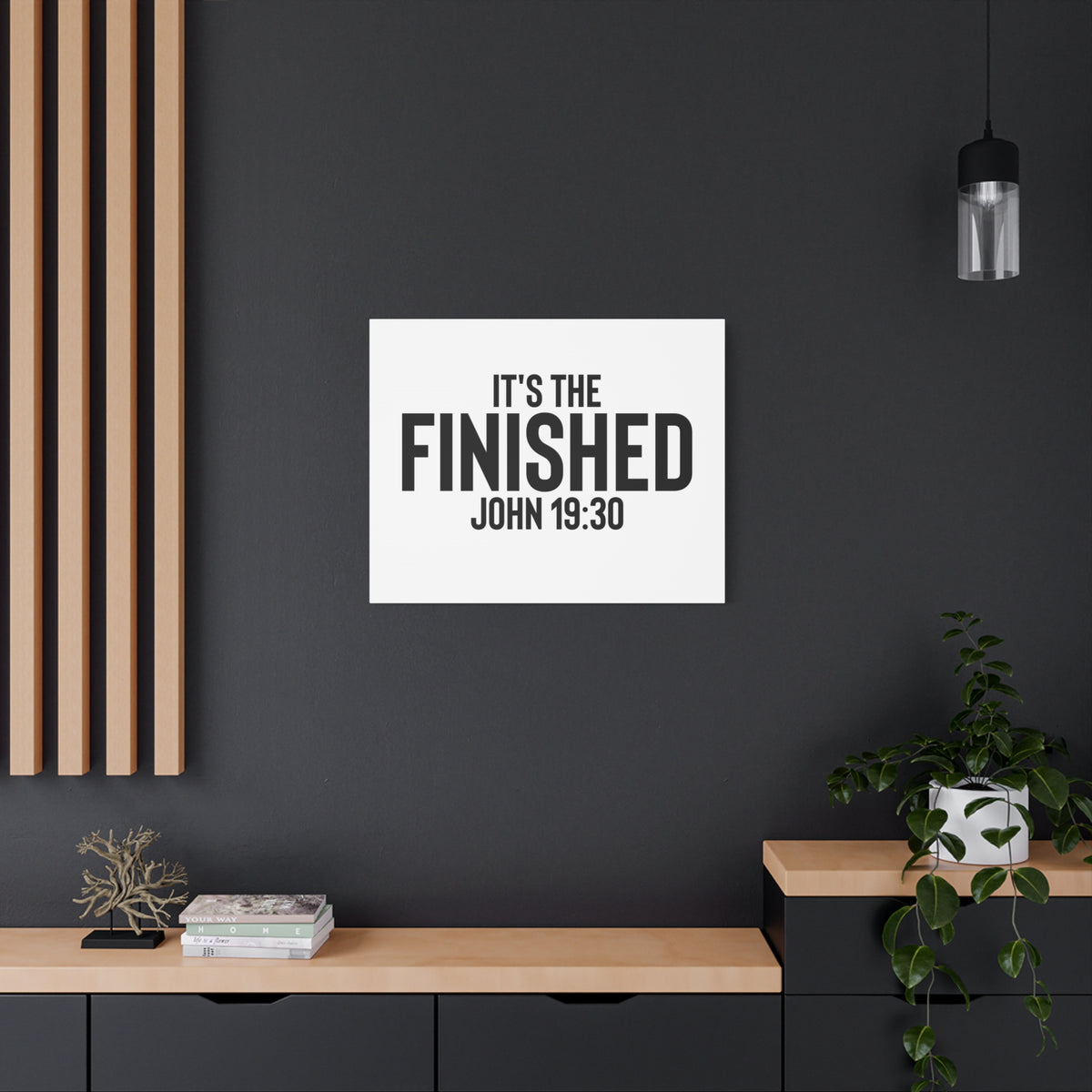 Scripture Canvas It's The Finished John 19:30 Christian Wall Art Bible Verse Print Ready to Hang