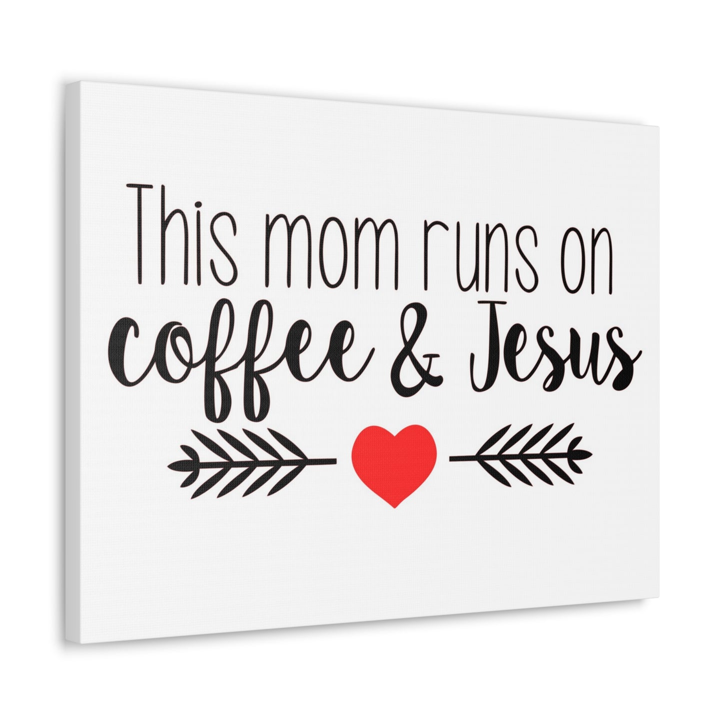 This Mom Runs On Coffee & Jesus Mark 10:27 Coffee Christian Wall Art Print Ready to Hang