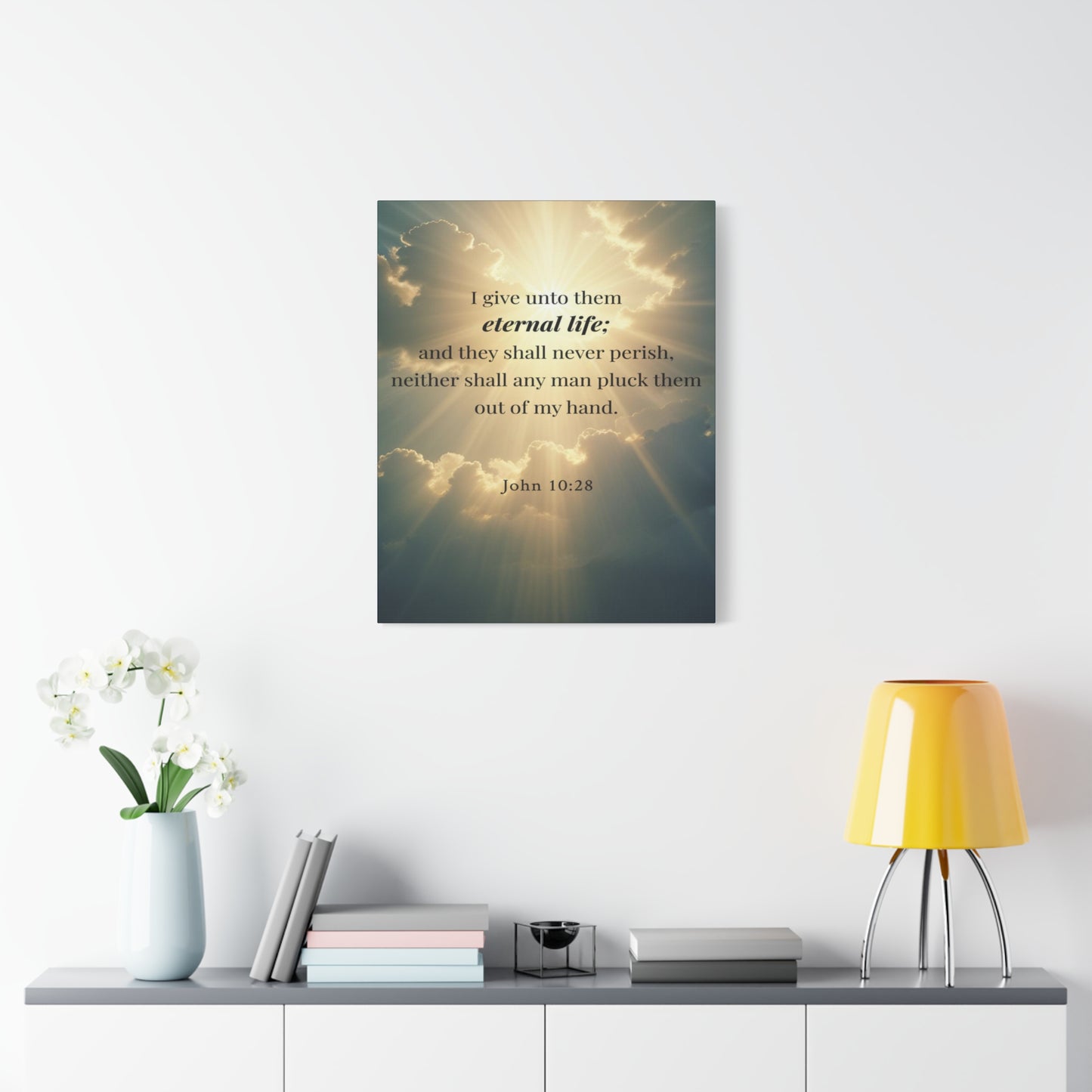 Scripture Walls John 10:28 Eternal Assurance Bible Verse Canvas Christian Wall Art Ready to Hang Unframed